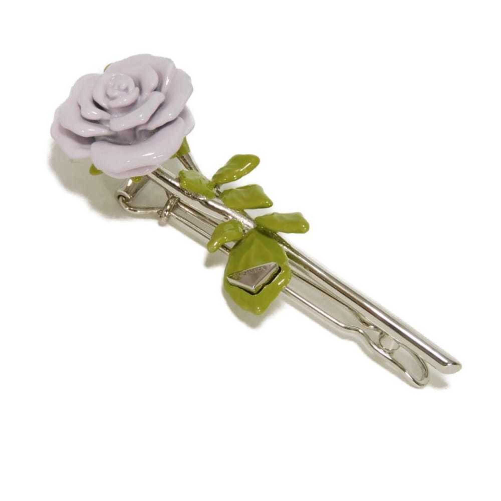 Prada Rose Hair Clip Barrette, 24aw Collection, Pastel Purple, Unused, Triang...